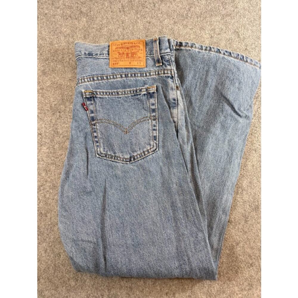 VTG Y2K Levis 577 Red Tab Baggy Jeans Womens 14S 34x27 Blue Lower Rise Loose Fit